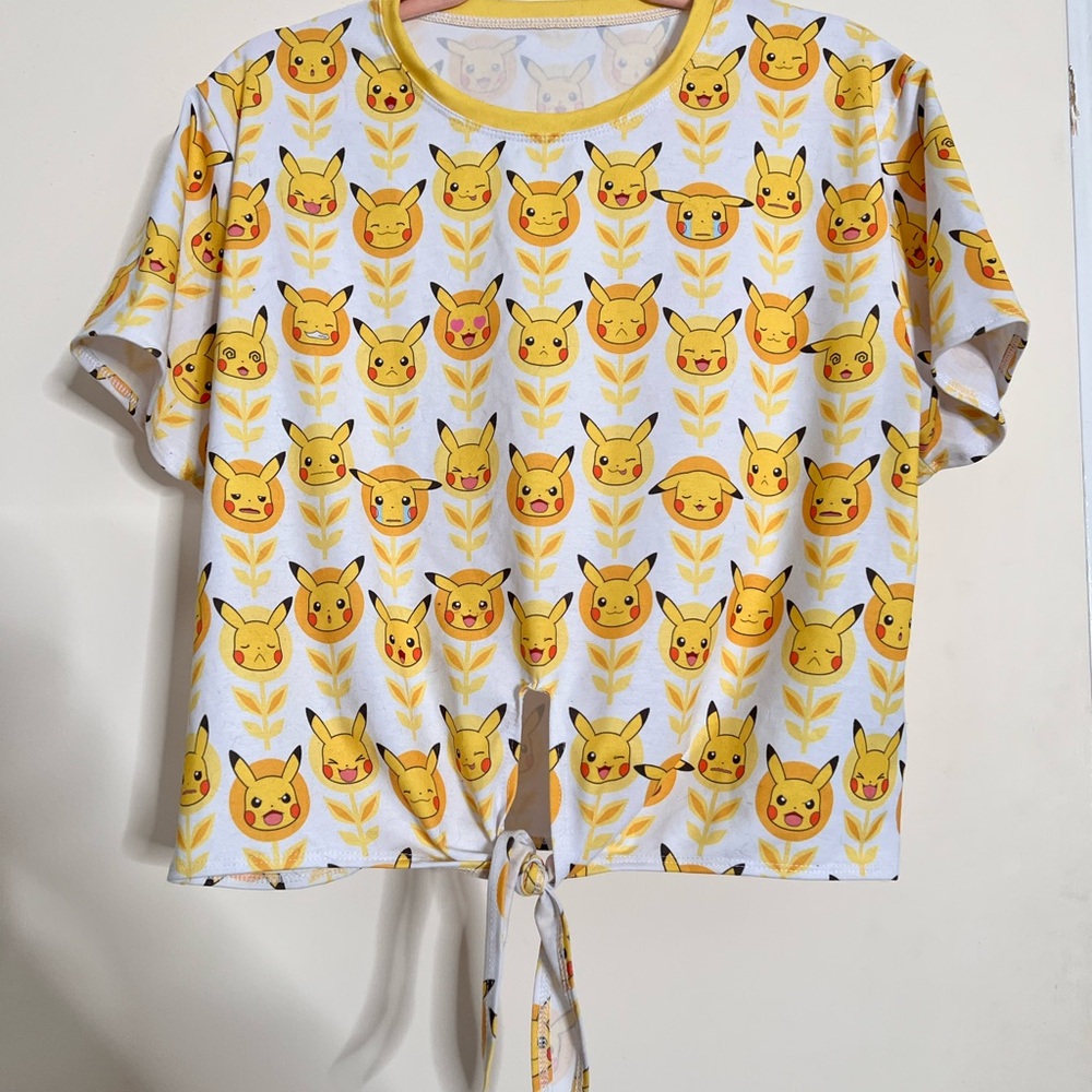 Blackmilk Pikachu Faces Tie Front Tee